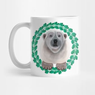 Polar Bear on Holly by Kate VanFloof Mug